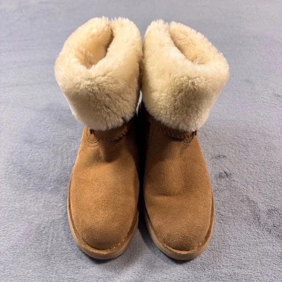 UGG Australia Cedric Chestnut Boots with Shearling Cuff and Buckle - Picture 3 of 11